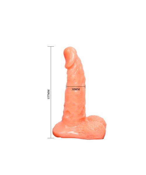 Страпон на трусиках BAILE Ultra Passionate Harness з мошонкою, бежевий, 15,7 × 3 см