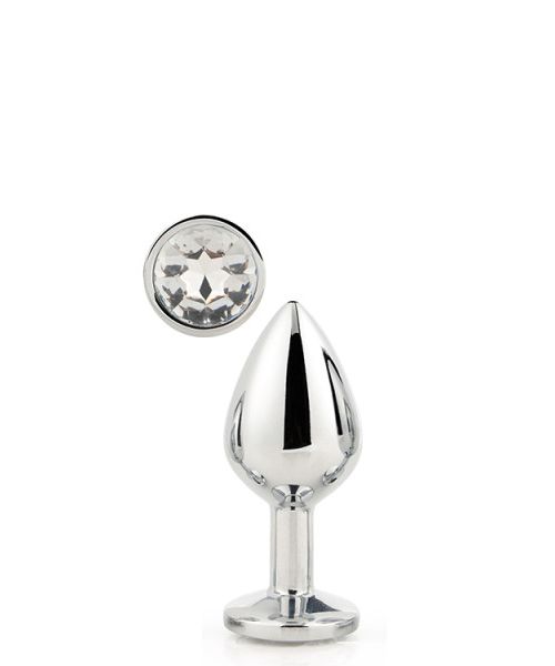 Dt21785 анальна пробка з каменем GLEAMING LOVE SILVER PLUG SMALL