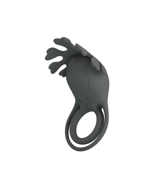 Ерекційне віброкільце PRETTY LOVE Master Ring подвійне, з вушками для клітора, сіре, 8.5 х 4.1 см
