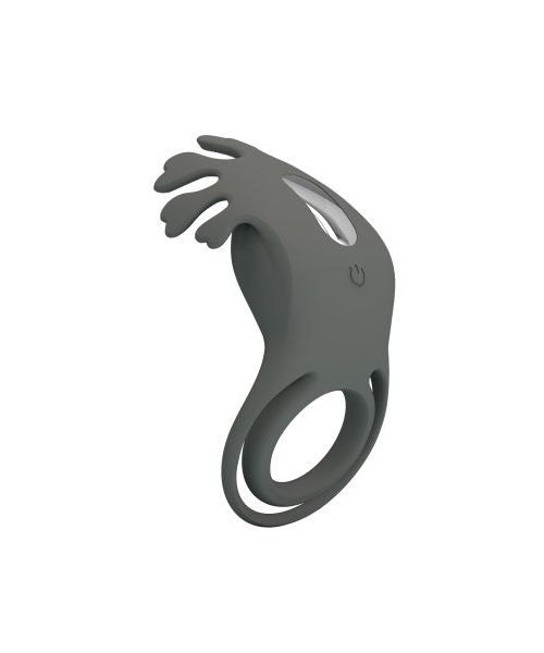 Ерекційне віброкільце PRETTY LOVE Master Ring подвійне, з вушками для клітора, сіре, 8.5 х 4.1 см