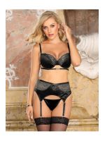 Комплект білизни мереживної Star Night з поясом для панчох, чорний, XS-S