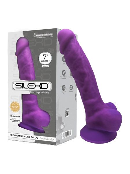 Фалоімітатор реалістичний з яєчками SILEXD Model 1 (7") ZM01 на присосці, фіолетовий
