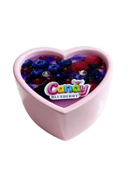 Масажна свічка з ароматом чорниці Candy Blueberry у формі серця, 70 мл