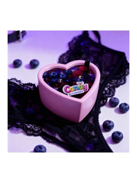 Масажна свічка з ароматом чорниці Candy Blueberry у формі серця, 70 мл