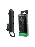 Вібронасадка на пеніс PRETTY LOVE Penis Sleeve, чорна, 12 × 3,3 см