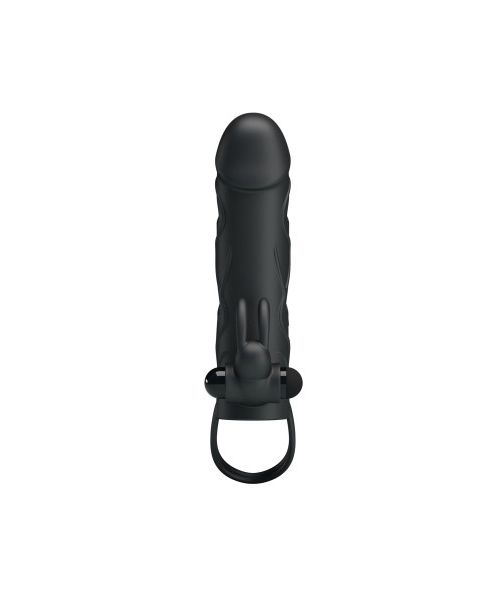 Вібронасадка на пеніс PRETTY LOVE Penis Sleeve, чорна, 12 × 3,3 см