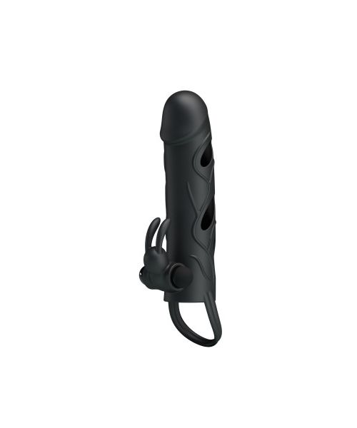 Вібронасадка на пеніс PRETTY LOVE Penis Sleeve, чорна, 12 × 3,3 см