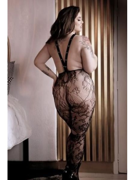 Бодістокінг з відкритими грудьми Sheer Fantasy Queen Size чорний