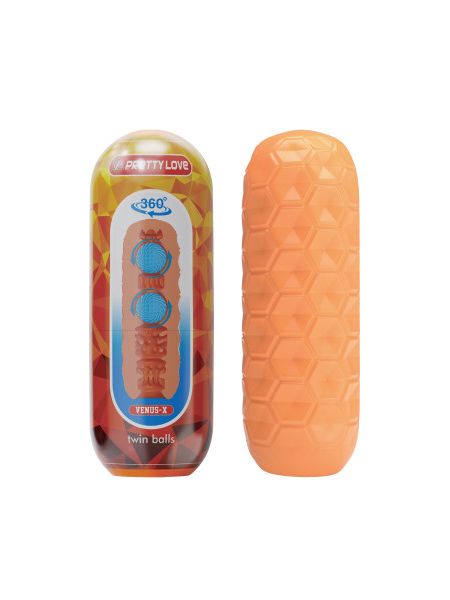 Мастурбатор Pretty Love Venus-X Orange з кульками для стимуляції, 18 х 6.5 см