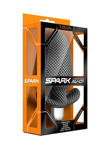 Анальна пробка з вібрацією 3 в 1 BLUSH SPARK THROTTLE AV-01 CARBON FIBER
