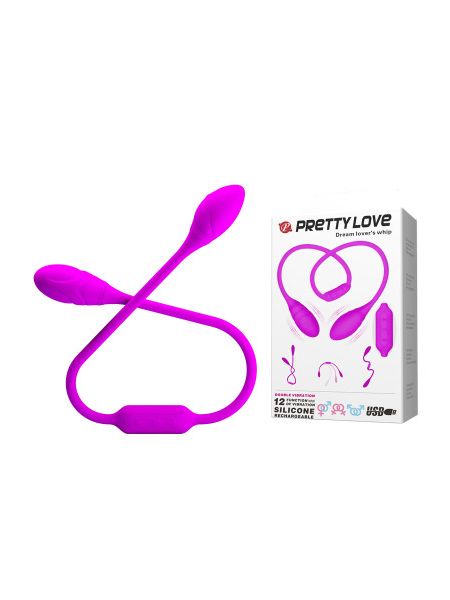 Гнучкий вібростимулятор для пар PRETTY LOVE Dream Lover's Whip, фіолетовий, 65.5 х 3.2 см