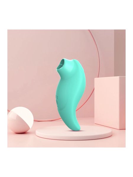 Вібратор із кліторальним стимулятором із язичком Every Night Toys Jen, зелений, 10 режимів вібрації