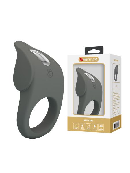 Ерекційне віброкільце PRETTY LOVE Master Ring силіконове, сіре, 8.7 х 5 см