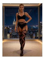 Комплект сітка Star Night топ і пояс із панчохами, чорний, OS (S–L)