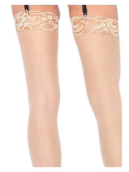 Панчохи з мереживною коронкою One Size Nuna Sheer Thigh High Stockings від Leg Avenue, бежеві