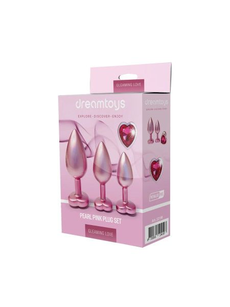 Набір із трьох анальних пробок Dream Toys Gleaming Love, розміри S, M, L, перламутрово-рожевий