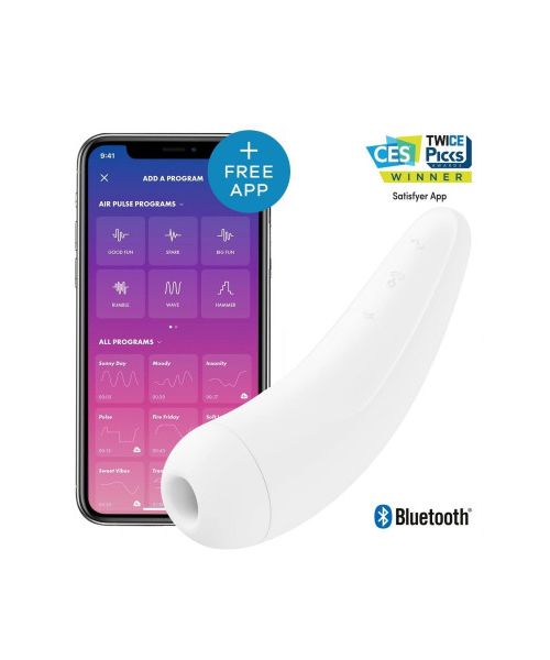 Безконтактний вакуумний смарт-стимулятор клітора Satisfyer Curvy 2+ білий
