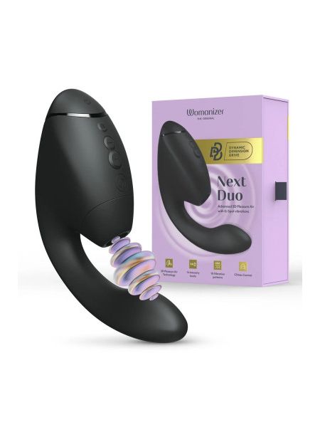 Вібратор-стимулятор вакуумний Womanizer Next Duo Black для точки G, чорний