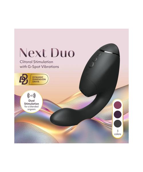 Вібратор-стимулятор вакуумний Womanizer Next Duo Black для точки G, чорний
