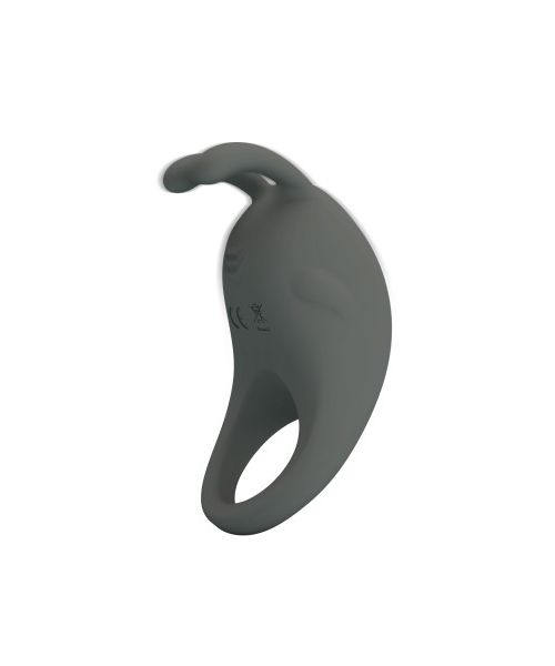 Ерекційне віброкільце PRETTY LOVE Master Ring з вусиками для клітора, сіре, 7.5 х 4 см