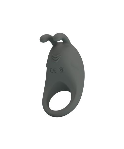Ерекційне віброкільце PRETTY LOVE Master Ring з вусиками для клітора, сіре, 7.5 х 4 см