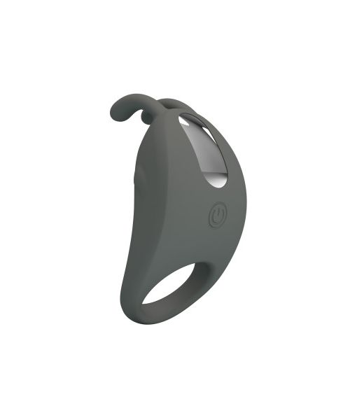 Ерекційне віброкільце PRETTY LOVE Master Ring з вусиками для клітора, сіре, 7.5 х 4 см