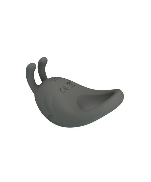 Ерекційне віброкільце PRETTY LOVE Master Ring з вусиками для клітора, сіре, 7.5 х 4 см