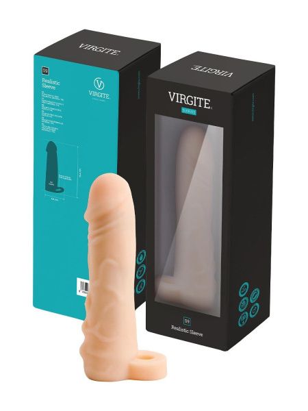 Насадка на пеніс Virgite S9 бежева, 16.4 см