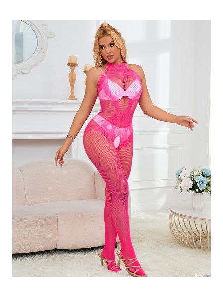 Комбінезон мереживний Star Night у сіточку, рожевий, XS-M