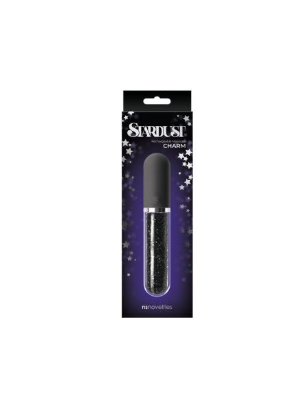 Скляний вібратор з кристалами NS Novelties, чорний, 16,2 см × 2,7 см