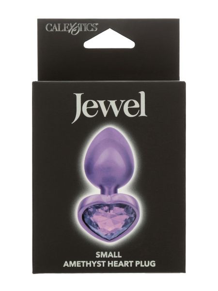 Анальная пробка CalExotics Diamond Heart Plug Small, фіолетова, 5,7 × 3,2 см