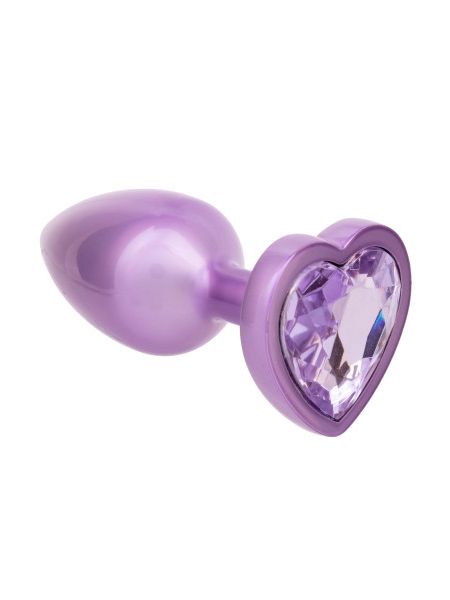 Анальная пробка CalExotics Diamond Heart Plug Small, фіолетова, 5,7 × 3,2 см