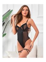 Боді з доступом Star Night з підтяжками, чорне, XS-S
