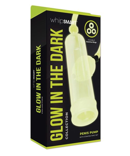Помпа для члена Whipsmart Glow In The Dark 3 кільця в комплекті, що світиться в темряві, 23.5 см