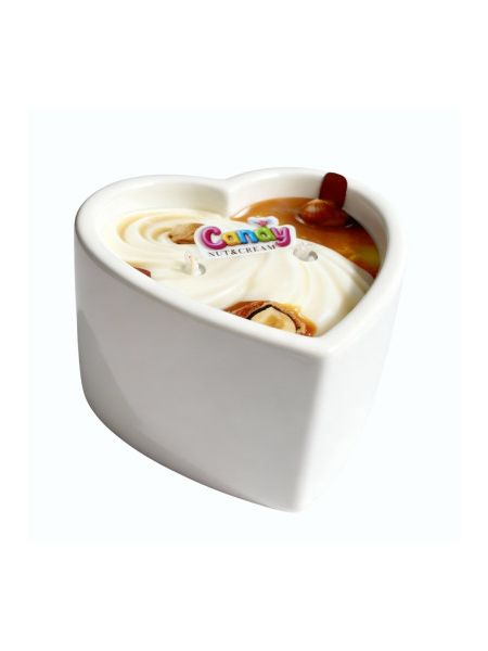 Масажна свічка з ароматом горіхового крему Candy Nut Cream у формі серця, 70 мл