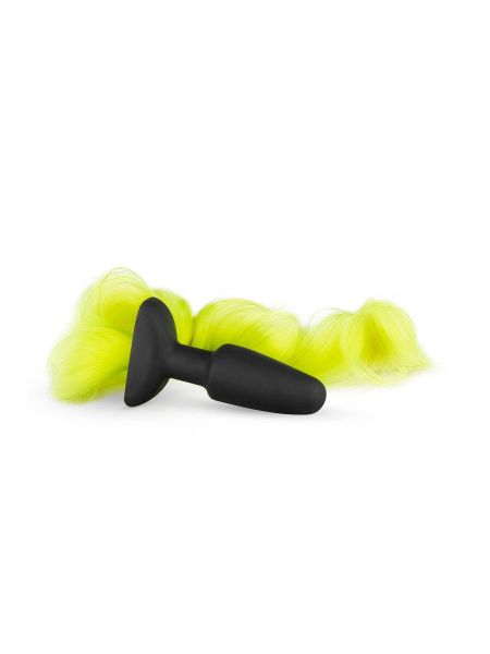 Анальна пробка з хвостом Silicone Butt Plug With Tail - Yellow