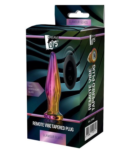Анальна пробка з вібрацією скляна конусна Dream Toys GLAMOUR GLASS