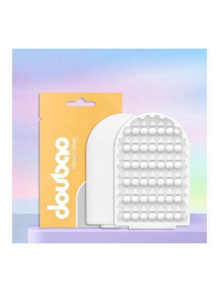 Міні-мастурбатор нереалістичний DOU BAO DOTS Pocket Genius з рельєфом крапок, білий, 52,5 × 81,5 × 11 мм