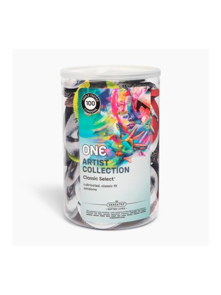 Банка презервативів ONE Classic Select Artist Collection, 100 шт Банка презервативів ONE Classic Select Artist Collection, 100 шт
