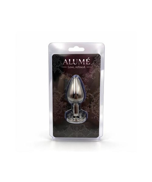 Анальна пробка, S, ALUME, чорна, з кришталевим стразом округлої форми, 7.1 × 3.2 см