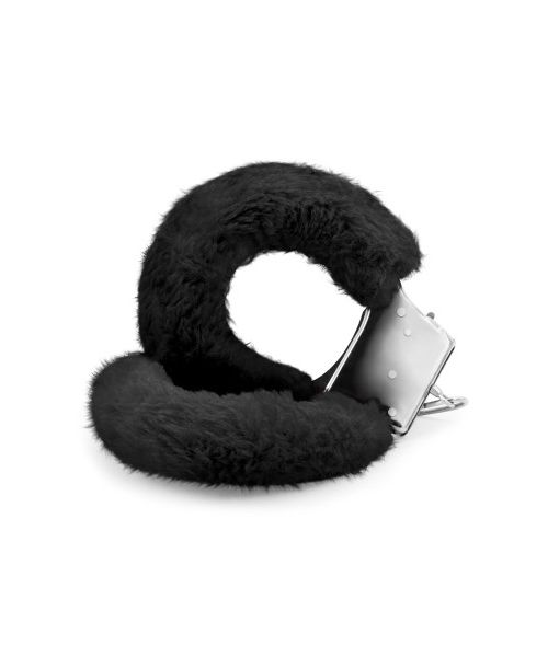 Наручники Love Cuffs Crushious металеві, з чорним хутром