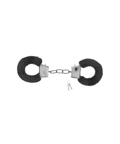 Наручники Love Cuffs Crushious металеві, з чорним хутром