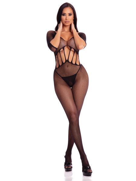 Комбінезон Pink Lipstick Amplify Crotchless, O/S, в дрібну сітку, чорний