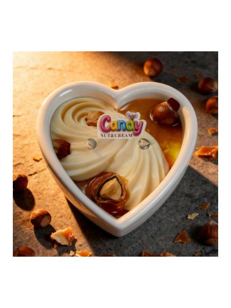 Масажна свічка з ароматом горіхового крему Candy Nut Cream у формі серця, 70 мл