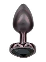 Анальна пробка CalExotics Diamond Heart Plug Small, чорна, 5,7 × 3,2 см