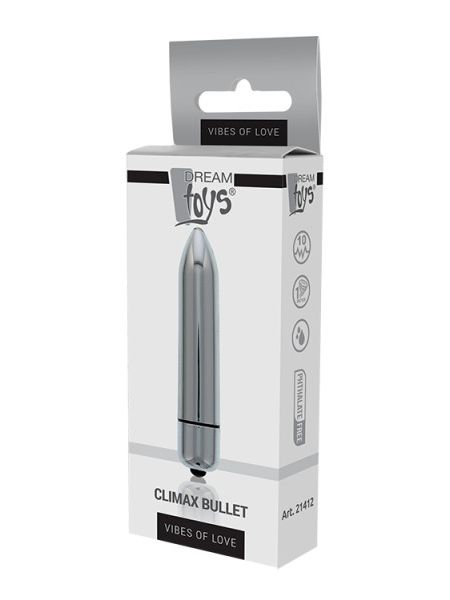 Міні вібромасажер DREAM TOYS 10-SPEED CLIMAX BULLET SILVER