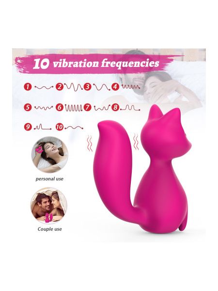 Міні-вібратор кліторальний Every Night Toys Doris у формі лисиці рожевий, 10 режимів вібрації