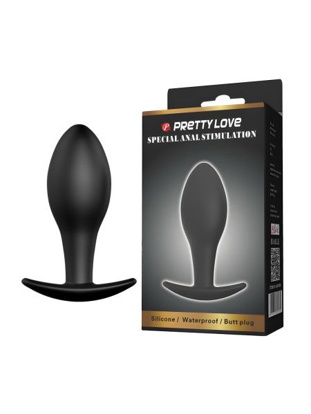 Анальна пробка Pretty Love Special з обмежувачем, чорна, 8,5 × 3,1 см