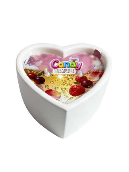Масажна свічка з ароматом шампанського з журавлиною Candy Cranberry Champagne у формі серця, 70 мл