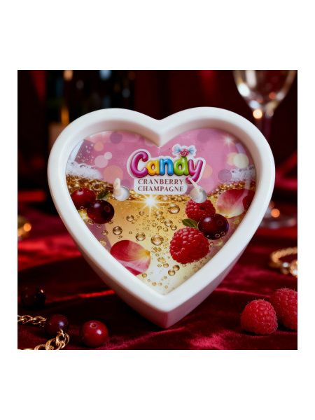 Масажна свічка з ароматом шампанського з журавлиною Candy Cranberry Champagne у формі серця, 70 мл